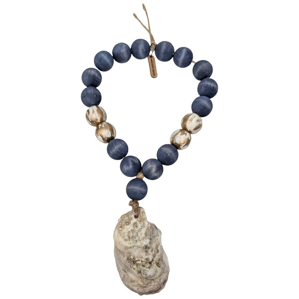Oyster Shell Wooden Welcome Beads Hanging Coastal Home Decor Twine String